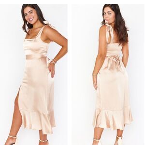Show Me Your Mumu Claire Midi satin dress in size medium women's NWT